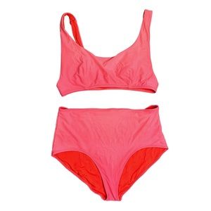 Aerie High Waisted Bikini Set Coral
